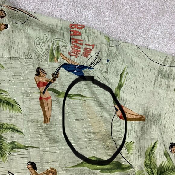 TOMMY BAHAMA RELAX Men’s L 100% Silk SS Shirt Miss Bahama Catch-a-Lot-Island - Picture 11 of 16